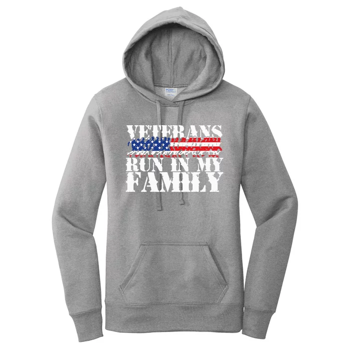 Military Veterans Run in My Family Running Women's Pullover Hoodie