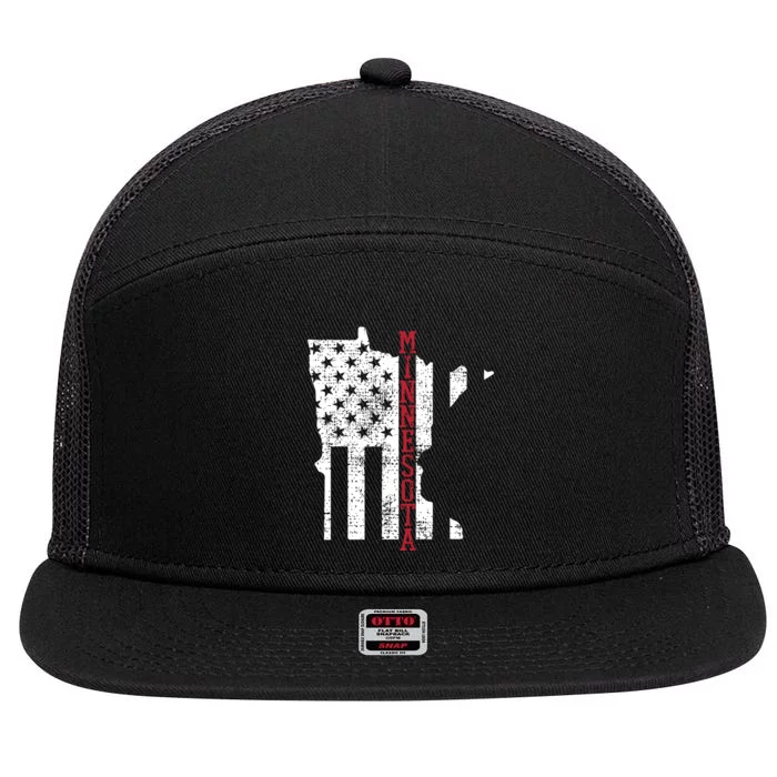 Minnesota Vintage Retro Usa Flag America Merica 4th Of July 7 Panel Mesh Trucker Snapback Hat