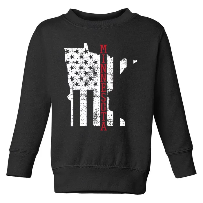 Minnesota Vintage Retro Usa Flag America Merica 4th Of July Toddler Sweatshirt