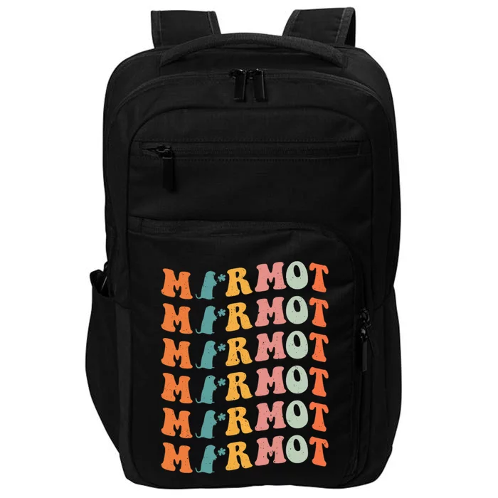 Marmot Vintage Retro Marmot Animals Funny Groundhog Lover Impact Tech Backpack