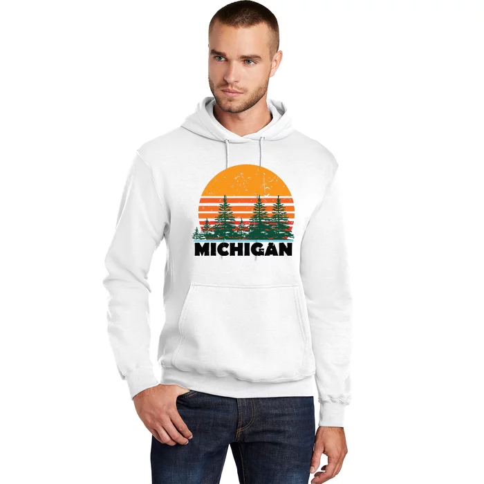 Michigan Vintage Retro Sunset Mi State Gift Hoodie