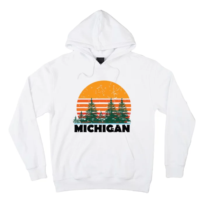 Michigan Vintage Retro Sunset Mi State Gift Hoodie