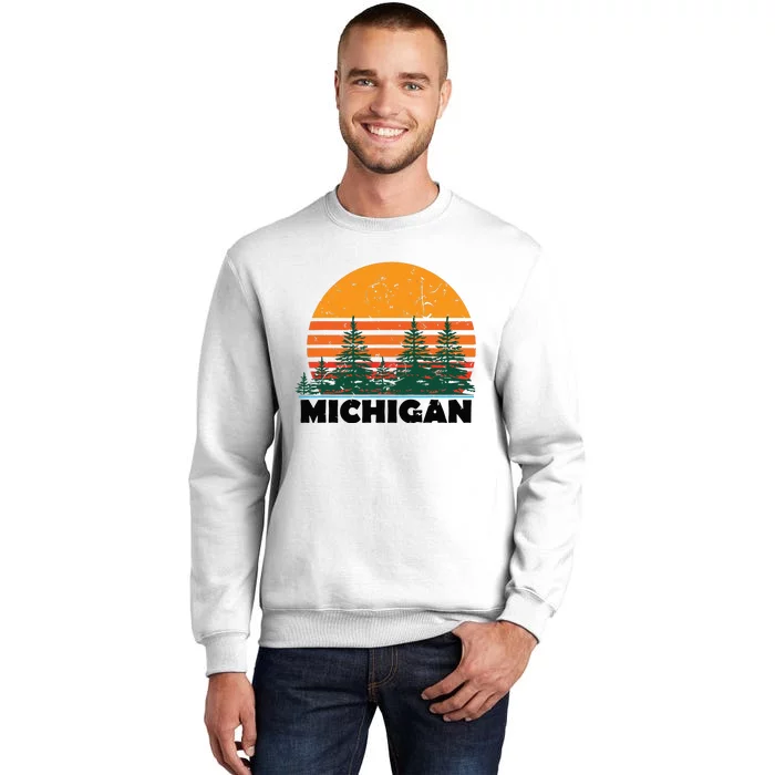 Michigan Vintage Retro Sunset Mi State Gift Sweatshirt