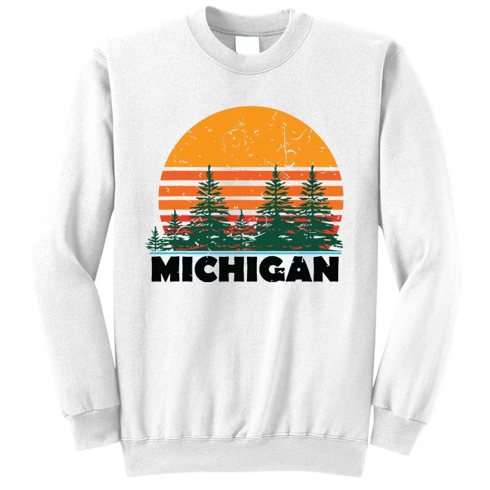 Michigan Vintage Retro Sunset Mi State Gift Sweatshirt