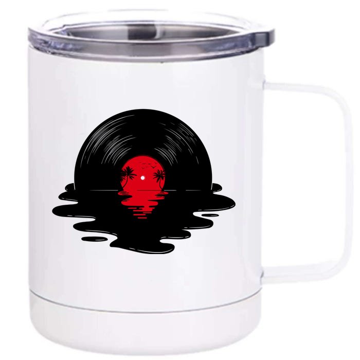 Melting Vinyl Record Sunset Front & Back 12oz Stainless Steel Tumbler Cup