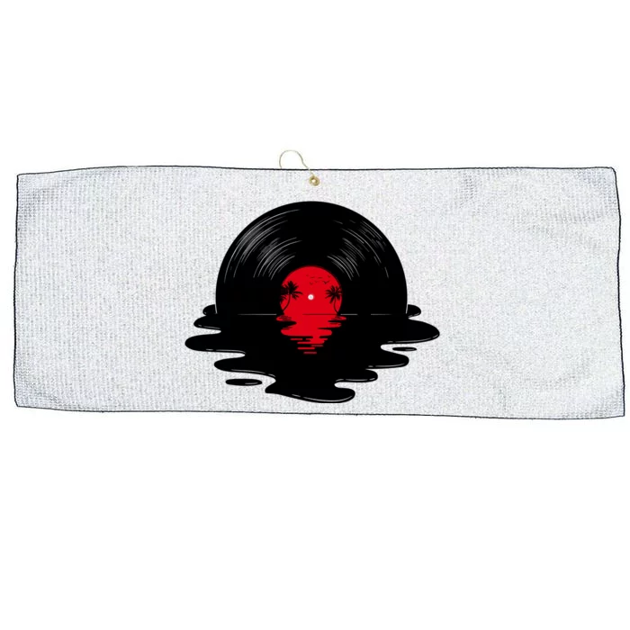 Melting Vinyl Record Sunset Large Microfiber Waffle Golf Towel