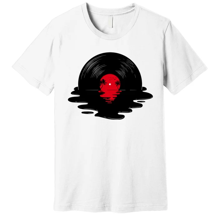 Melting Vinyl Record Sunset Premium T-Shirt