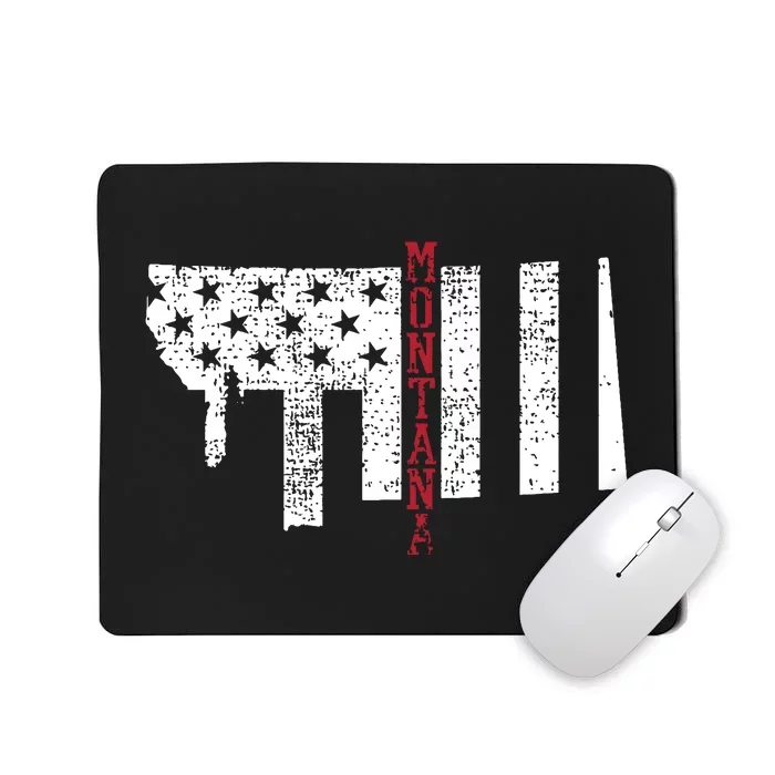 Montana Vintage Retro Usa Flag America Merica 4th Of July Mousepad