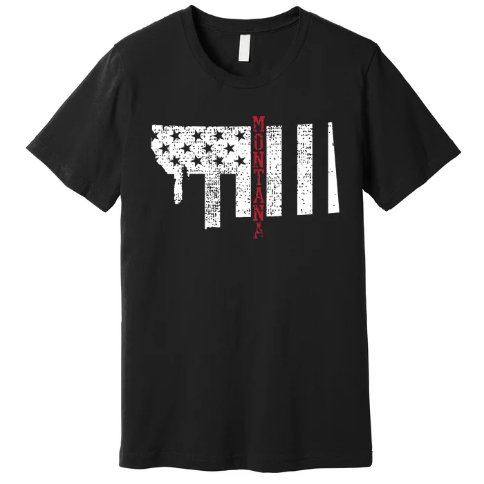 Montana Vintage Retro Usa Flag America Merica 4th Of July Premium T-Shirt