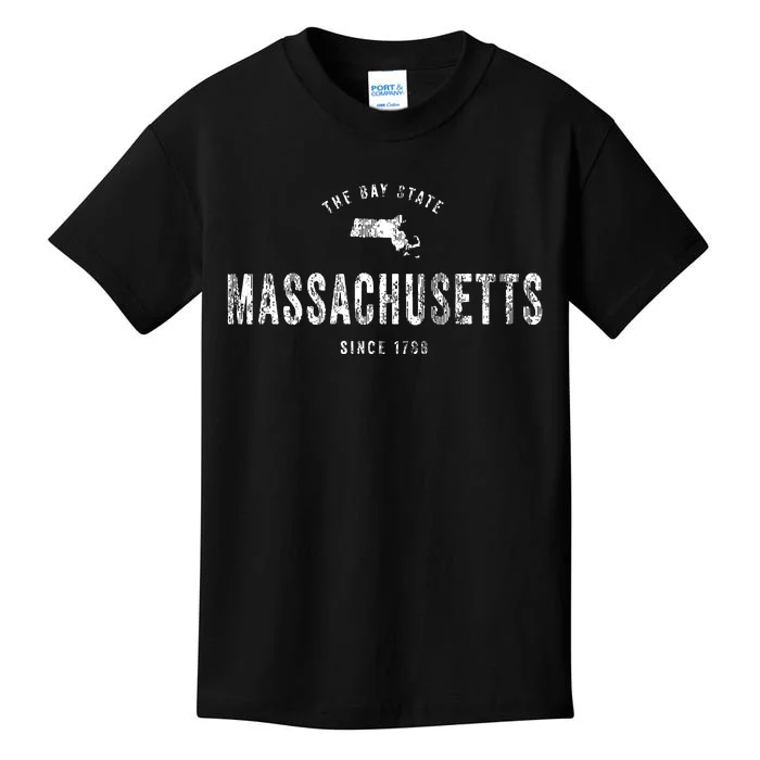 Massachusetts Vintage Sports Design Retro Ma Kids T-Shirt