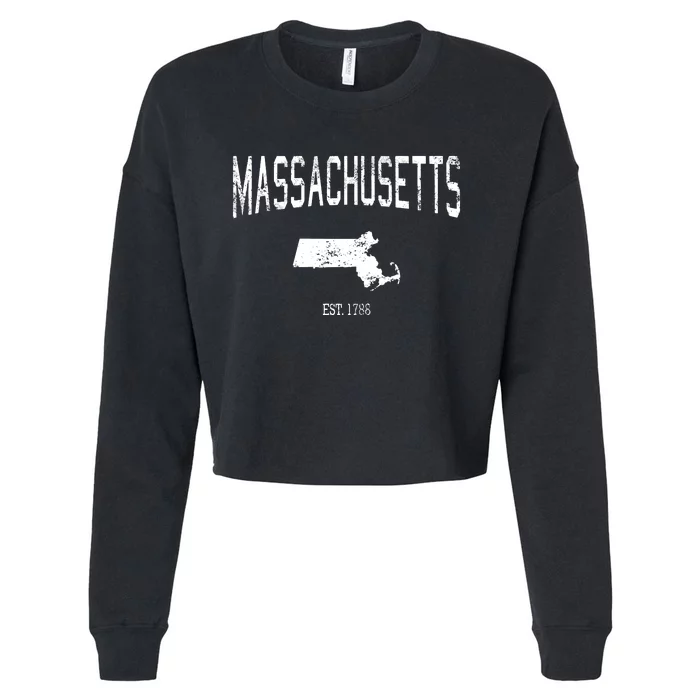 Massachusetts Vintage Sports Design Ma Cropped Pullover Crew