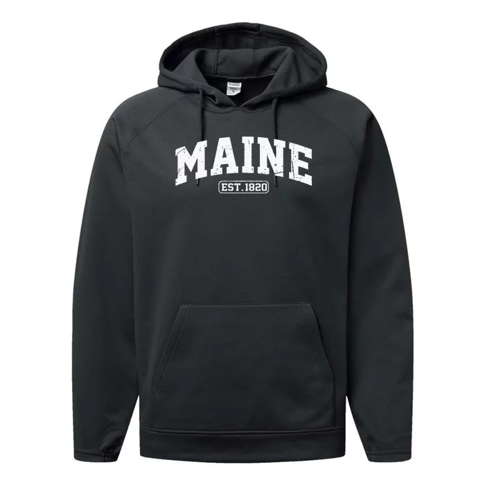 Maine Vintage State Athletic Style Swea Performance Fleece Hoodie