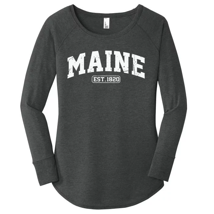 Maine Vintage State Athletic Style Swea Women's Perfect Tri Tunic Long Sleeve Shirt