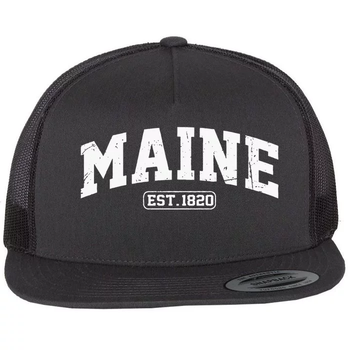 Maine Vintage State Athletic Style Swea Flat Bill Trucker Hat