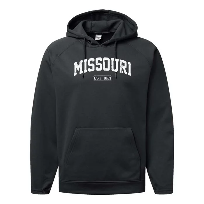 Missouri Vintage State Athletic Style Performance Fleece Hoodie