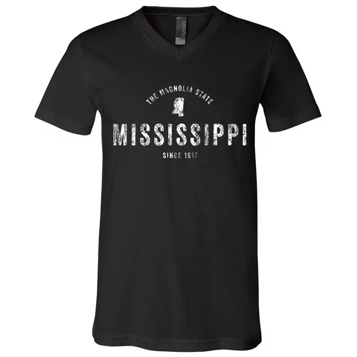 Mississippi Vintage Sports Design Retro Ms V-Neck T-Shirt