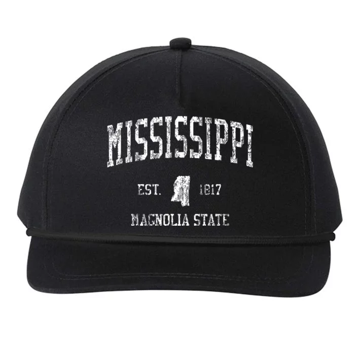 Mississippi Vintage Sports Design Ms Snapback Five-Panel Rope Hat