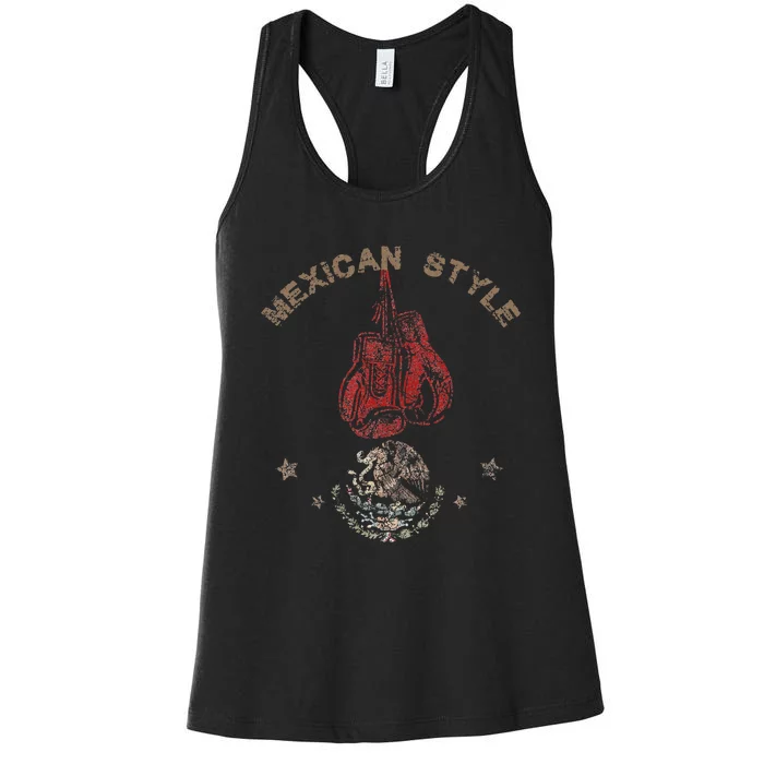 Mexican Vintage Style Boxing Great Boxer Women's Racerback Tank