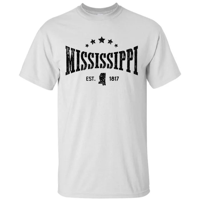 Mississippi Vintage State Pride Outline Distressed Tall T-Shirt