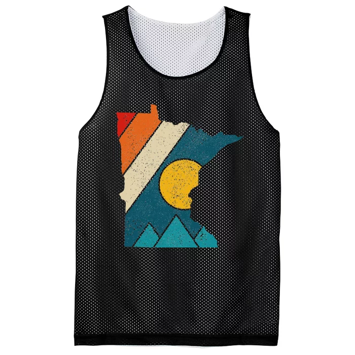 Minnesota Vintage State Map Mountains Hiking Pride Gift Mesh Reversible Basketball Jersey Tank