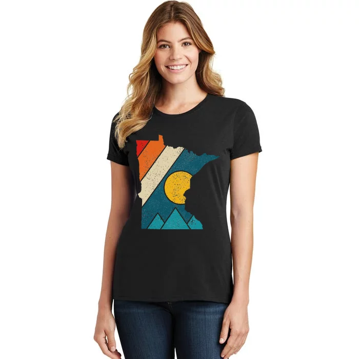 Minnesota Vintage State Map Mountains Hiking Pride Gift Women's T-Shirt