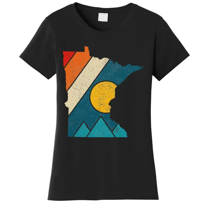 Minnesota Vintage State Map Mountains Hiking Pride Gift Women's T-Shirt