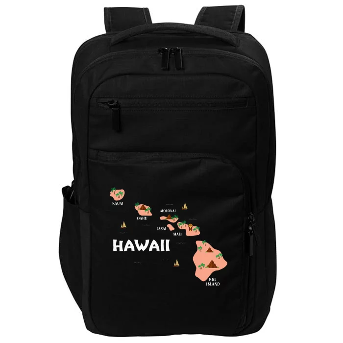 Map Vintage Souvenir Hawaiian Islands Impact Tech Backpack