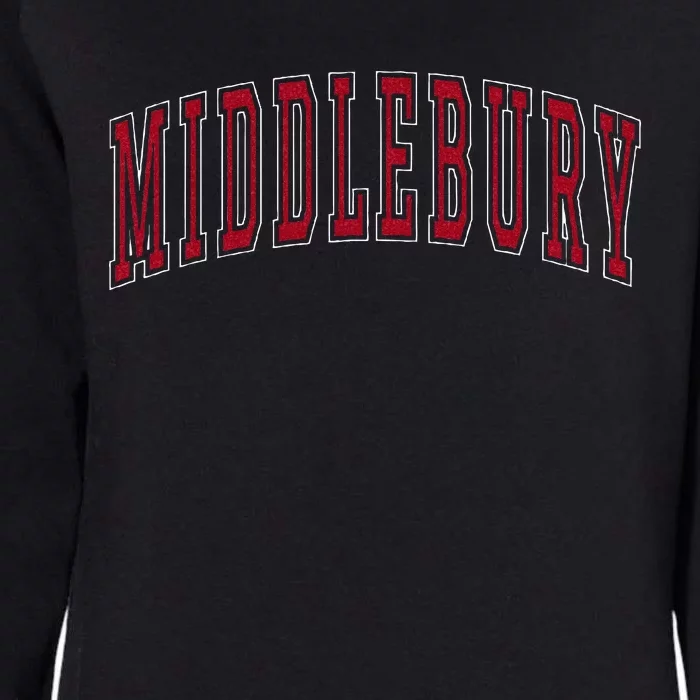 Middlebury Vermont Souvenir College Style Red Text Womens California Wash Sweatshirt