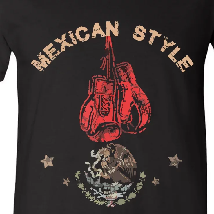 Mexican Vintage Style Boxing Great Boxer V-Neck T-Shirt