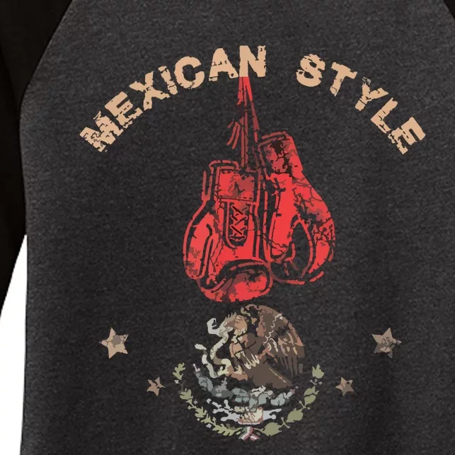 Mexican Vintage Style Boxing Great Boxer Women's Tri-Blend 3/4-Sleeve Raglan Shirt