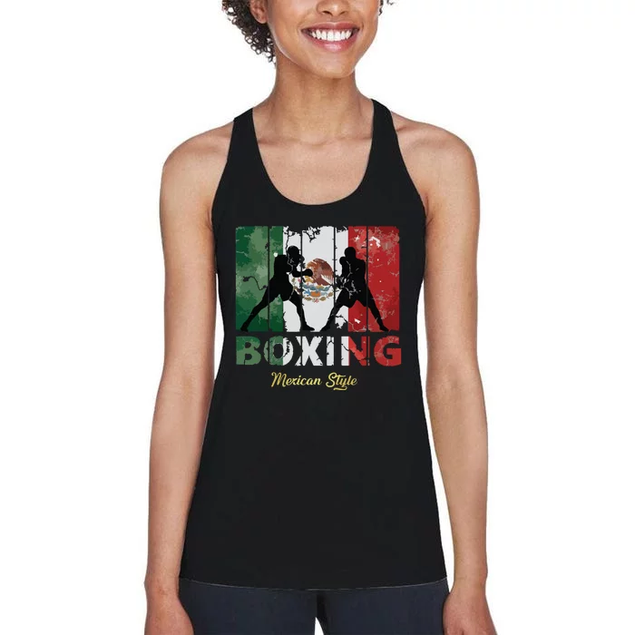 Mexican Vintage Style Boxing Great Boxing Women's Racerback Tank