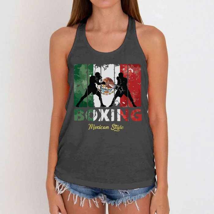 Mexican Vintage Style Boxing Great Boxing Women's Knotted Racerback Tank