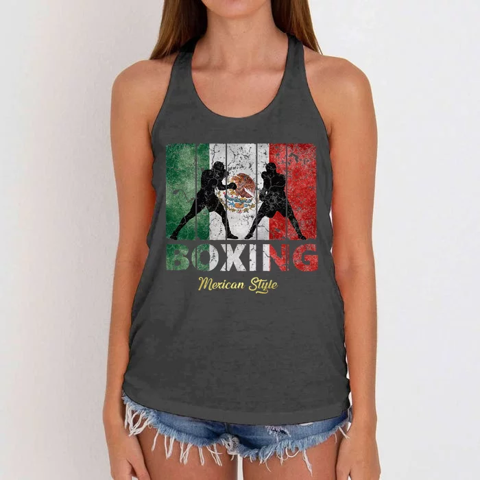 Mexican Vintage Style Boxing Great Boxing Women's Knotted Racerback Tank