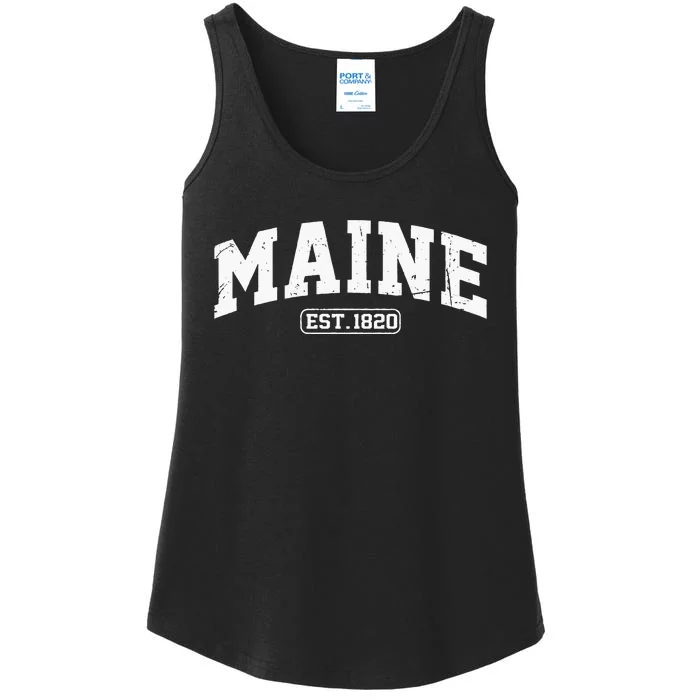 Maine Vintage State Athletic Style Swea Ladies Essential Tank