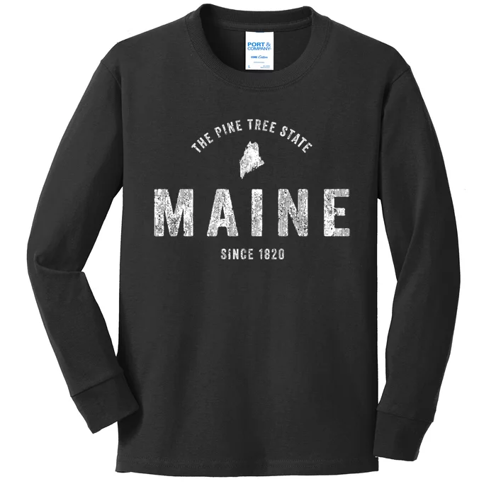 Maine Vintage Sports Design Retro Kids Long Sleeve Shirt