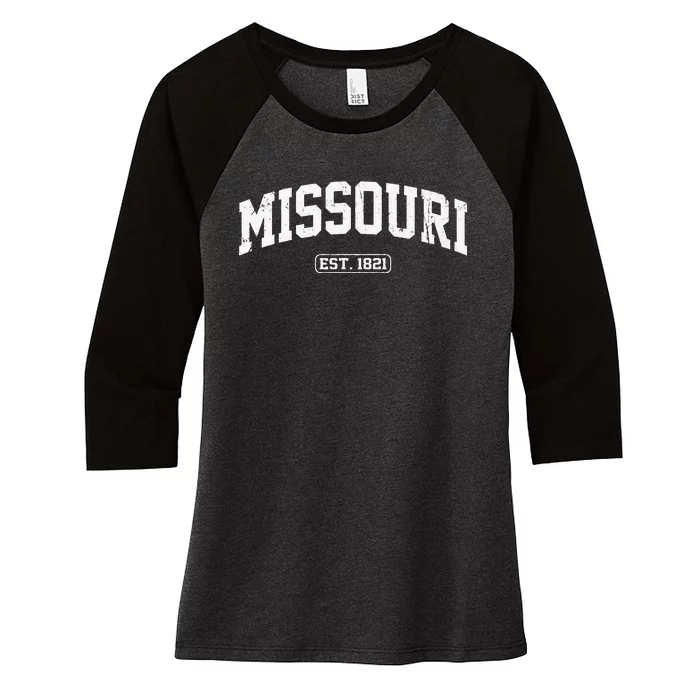 Missouri Vintage State Athletic Style Women's Tri-Blend 3/4-Sleeve Raglan Shirt