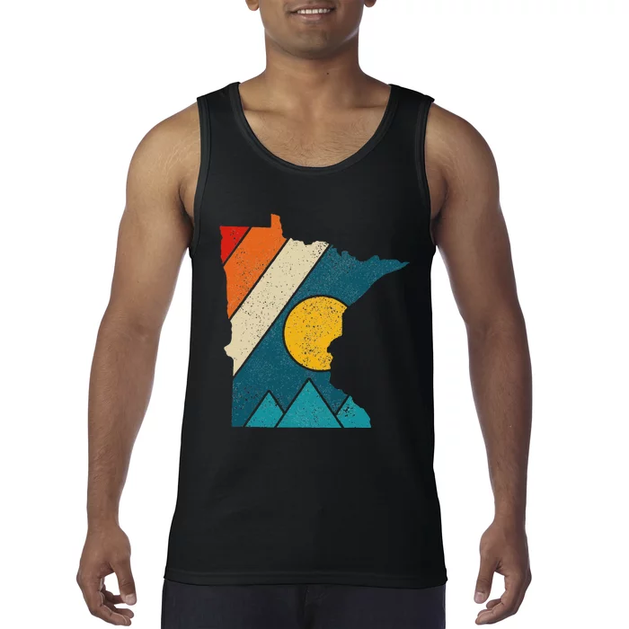 Minnesota Vintage State Map Mountains Hiking Pride Gift Tank Top