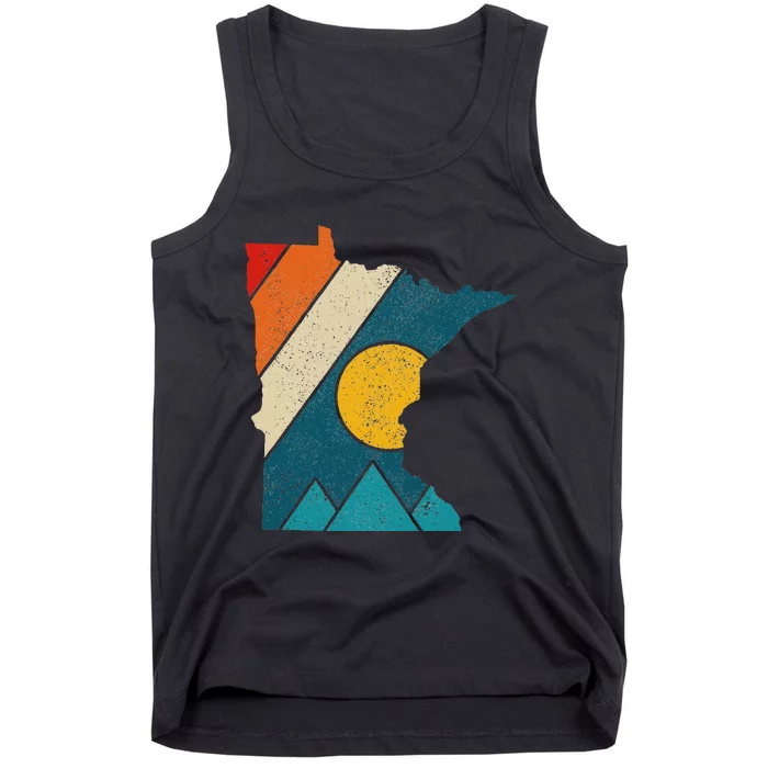 Minnesota Vintage State Map Mountains Hiking Pride Gift Tank Top