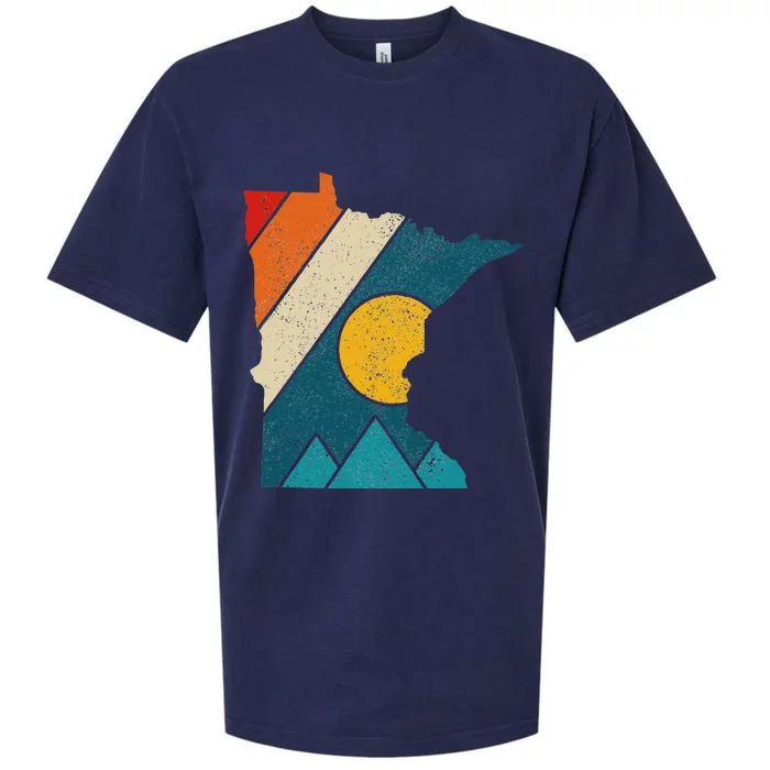 Minnesota Vintage State Map Mountains Hiking Pride Gift Sueded Cloud Jersey T-Shirt