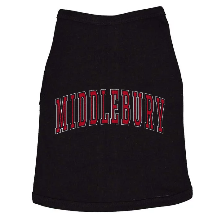 Middlebury Vermont Souvenir College Style Red Text Doggie Tank