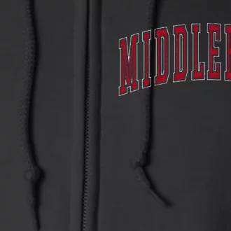 Middlebury Vermont Souvenir College Style Red Text Full Zip Hoodie