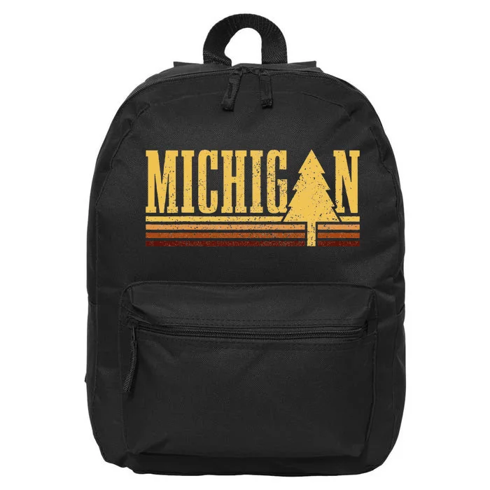 Michigan Vintage Tree State Pride Camping Hiking Michigan 16 in Basic Backpack