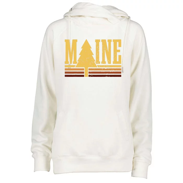 Maine Vintage Tree State Pride Camping Hiking Maine Womens Funnel Neck Pullover Hood