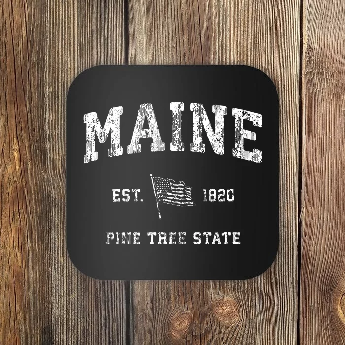 Maine Vintage Us Flag Sports Design Patriotic Coaster