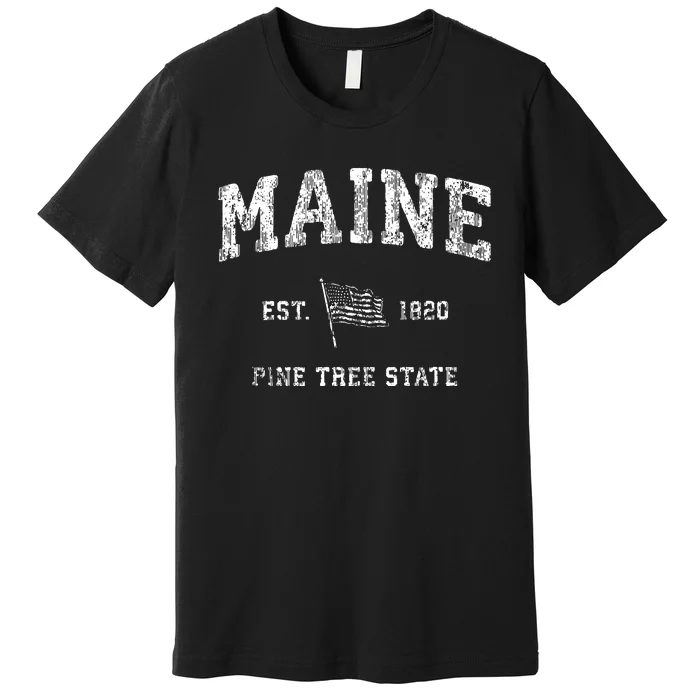 Maine Vintage Us Flag Sports Design Patriotic Premium T-Shirt