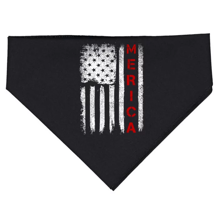 Merica Vintage USA Flag Stars And Stripes Funny 4th Of July USA-Made Doggie Bandana