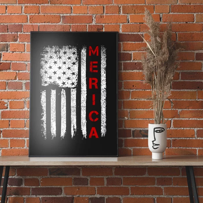 Merica Vintage USA Flag Stars And Stripes Funny 4th Of July Poster