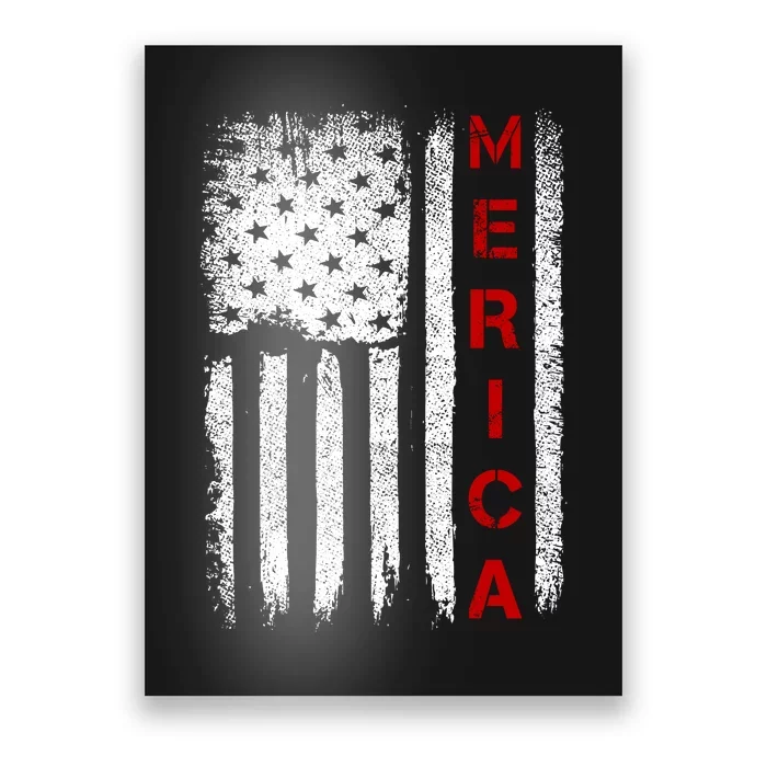 Merica Vintage USA Flag Stars And Stripes Funny 4th Of July Poster