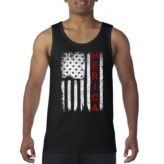 Merica Vintage USA Flag Stars And Stripes Funny 4th Of July Tank Top