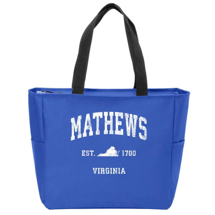 Mathews Virginia Va Vintage Athletic Zip Tote Bag